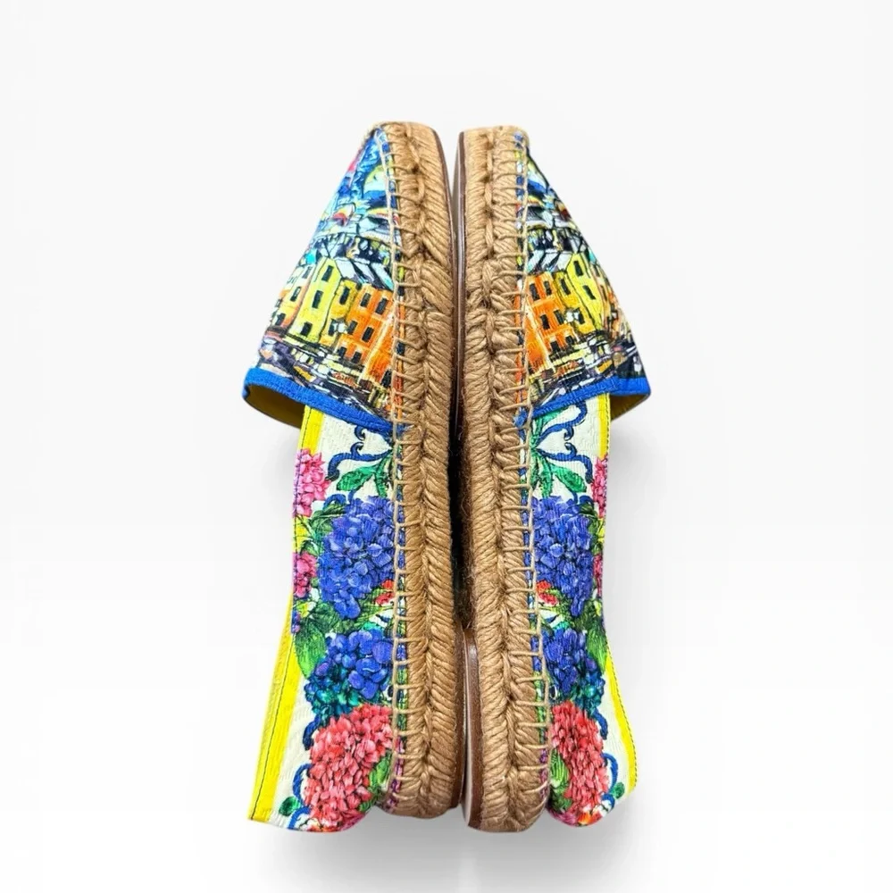 Dolce & Gabbana Portofino Italia Coastal Scenery Brocade Espadrilles EU 37 US 7